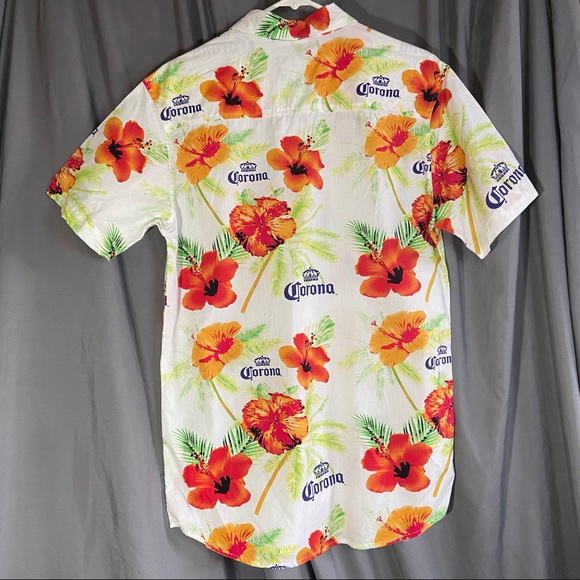 🌺 Corona Button-Down Hawaiian Shirt M - Picture 2 of 9